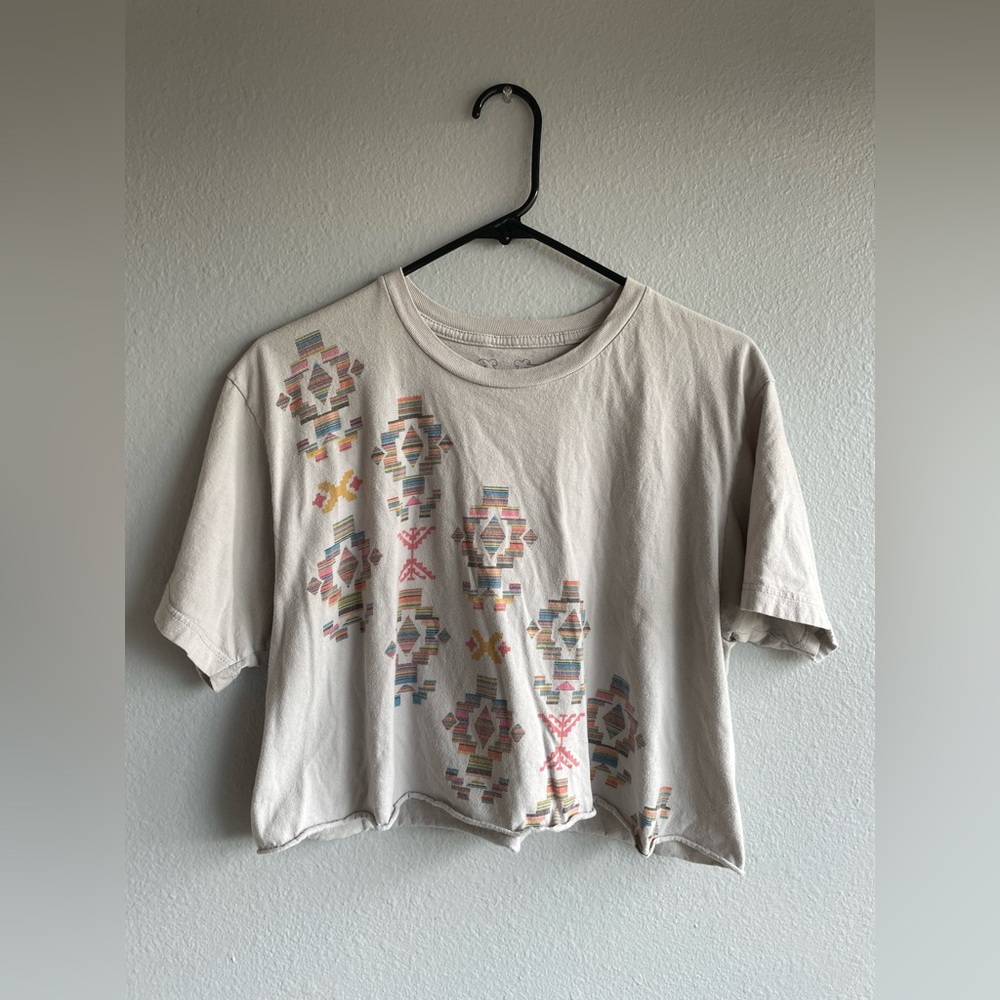 Southwest style cropped western t-shirt